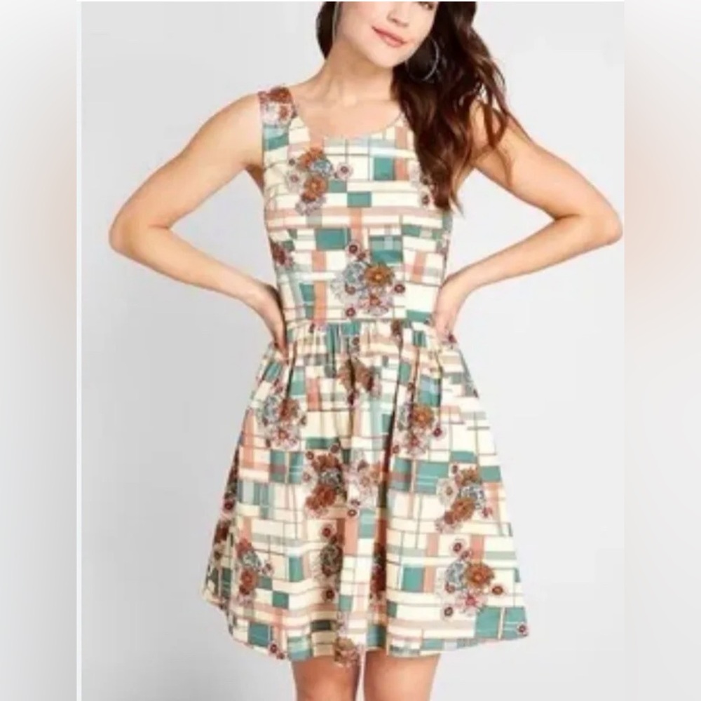 Modcloth Geometric Floral Optimistic Dress Size 3x